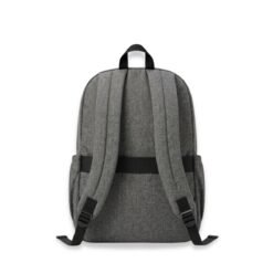 Grey basic backpack back view with luggage strap