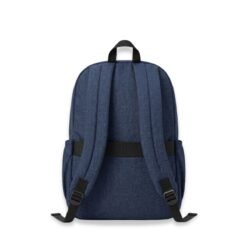 Blue basic backpack back view with luggage strap