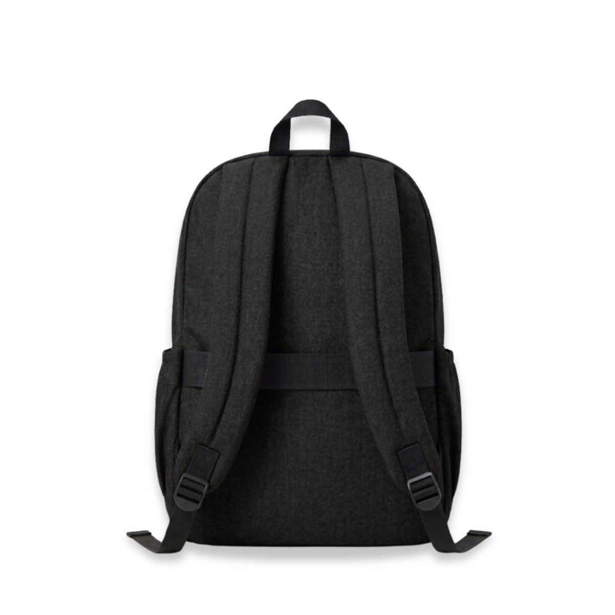 Black basic backpack back view