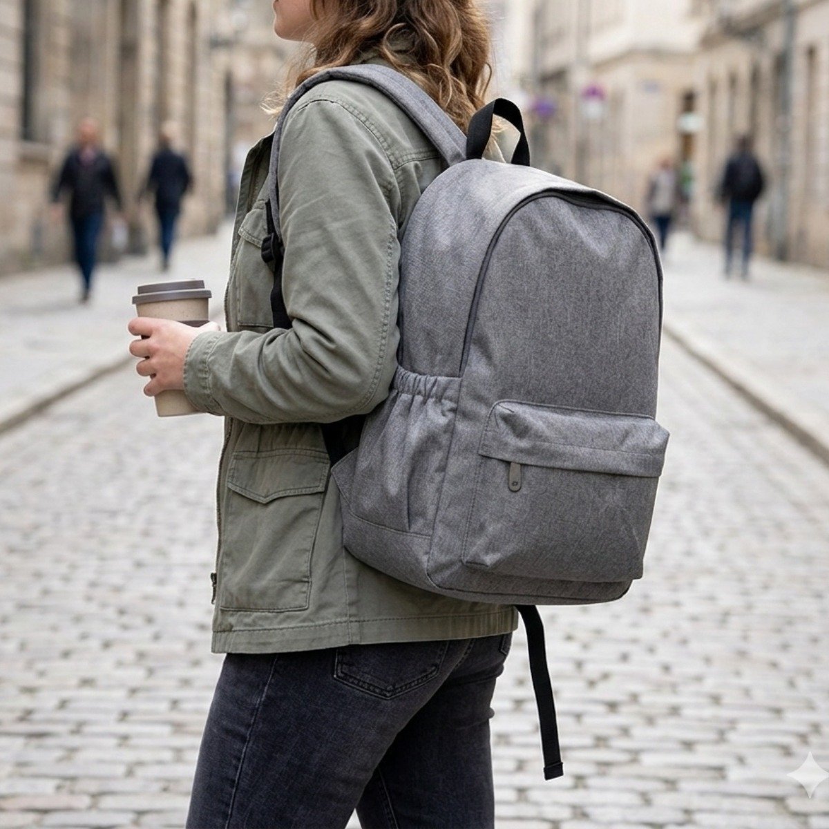 Grey basic backpack