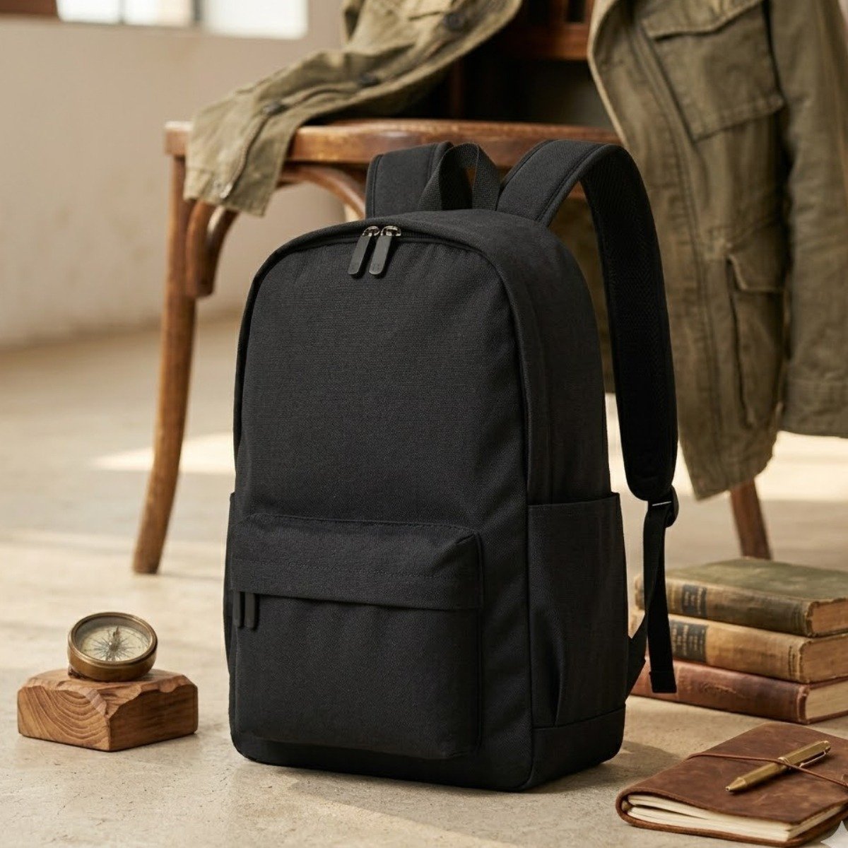 Black basic backpack
