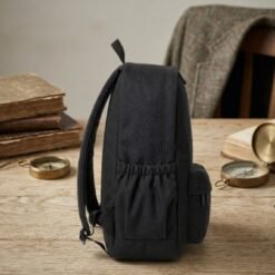 Black basic backpack side view