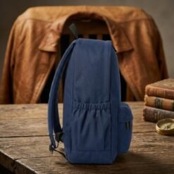 Blue basic backpack side view