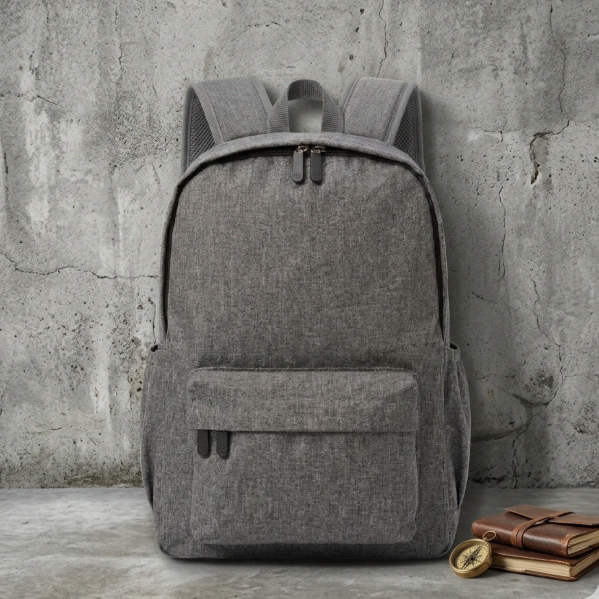 Grey basic backpack front view