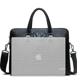 Alternative view of Leather Laptop Computer Bag | Croco Bag (Black)