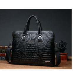 croco leather laptop bag