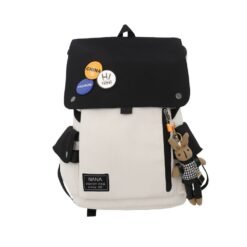 White Cool Large Capacity Backpack With Ornament
