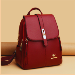 Women Leather Backpack || Balida Ladies  Schoolbag (Wine) - Image 3