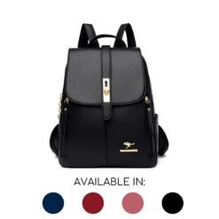 fashion backpack ladies schoolbag leather black