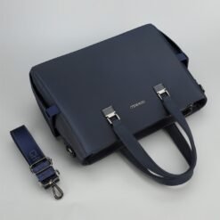 Blue double side pockets laptop bag attached laying