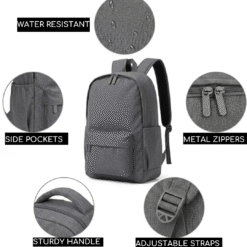 grey basic backpack inner features