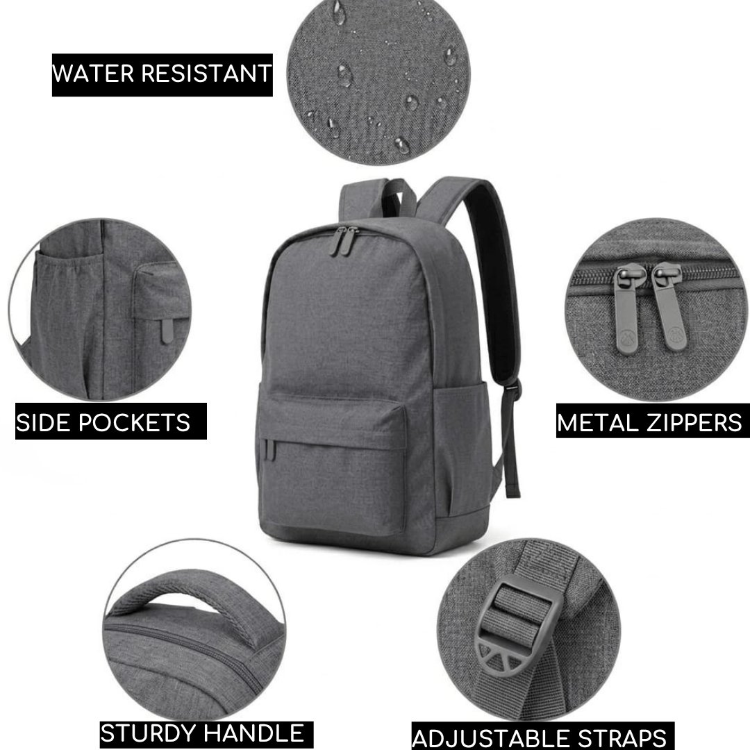 grey basic backpack inner features