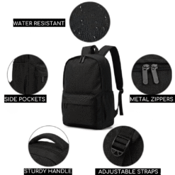 Black basic backpack features