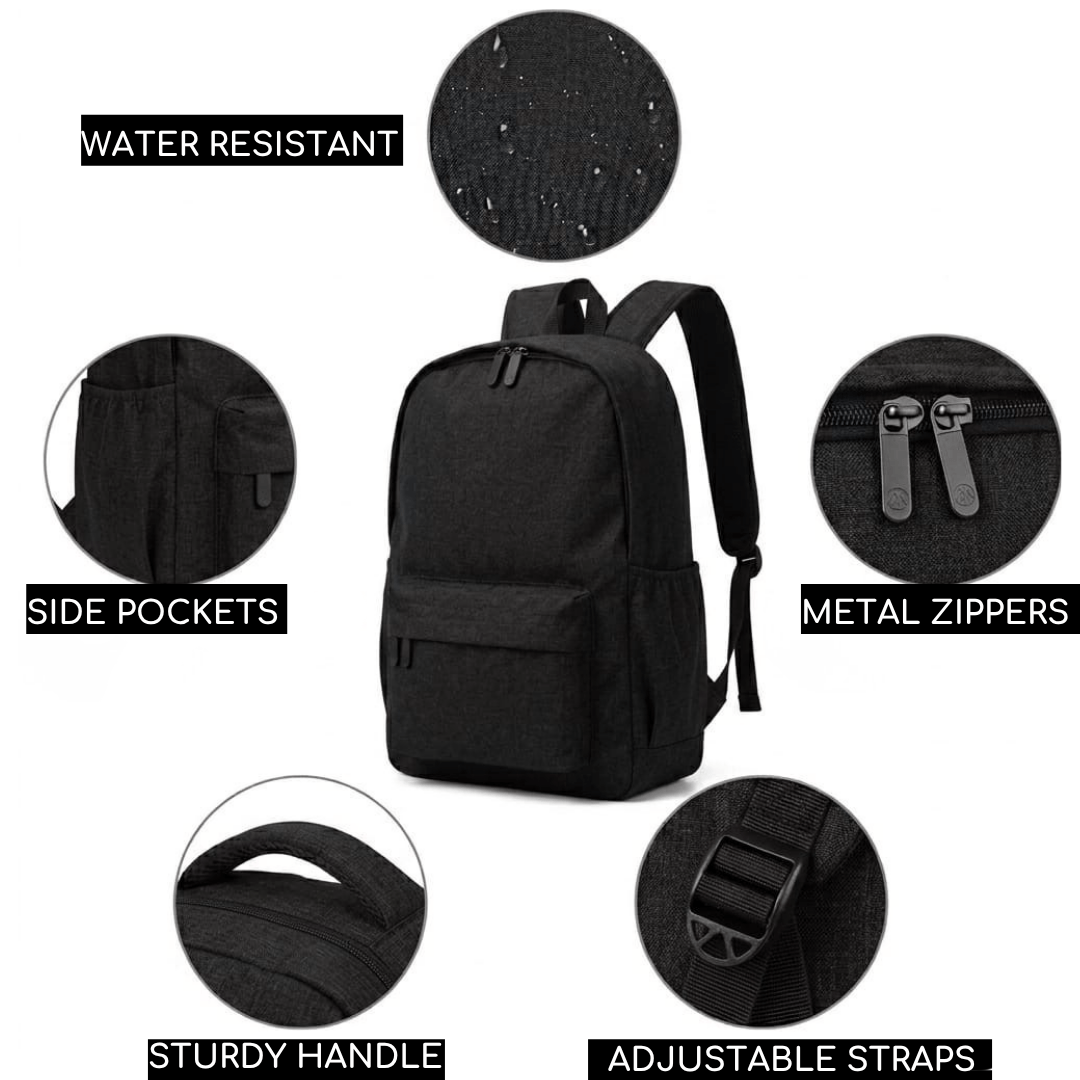 Black basic backpack features