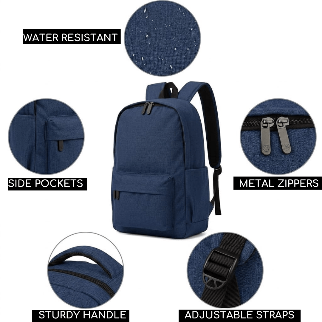 blue basic backpack features
