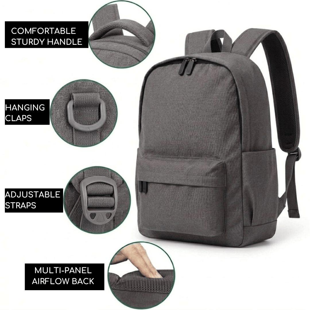 grey basic backpack inner features
