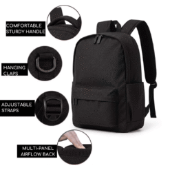 Black Basic Backpack | School bag - Image 10