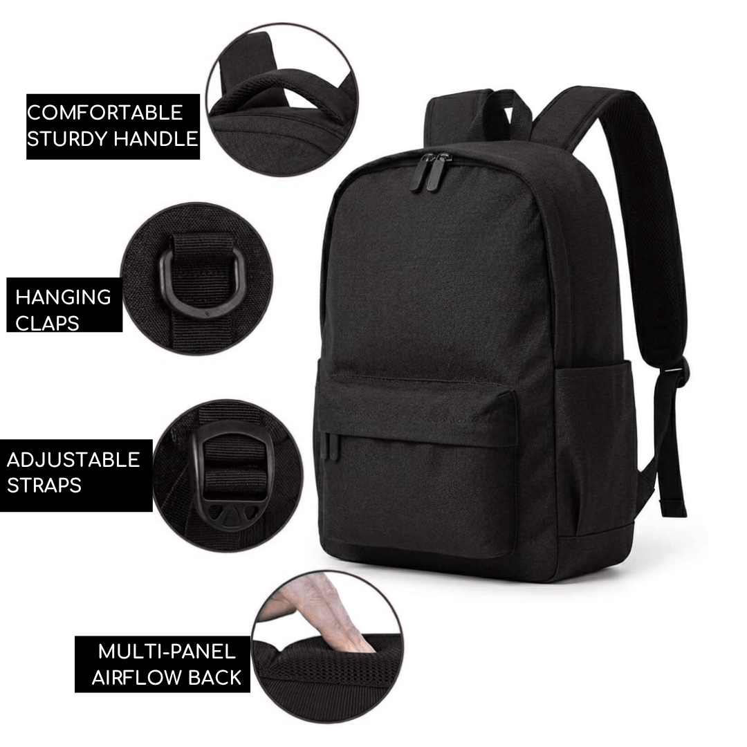 Black Basic Backpack | School bag - Image 10