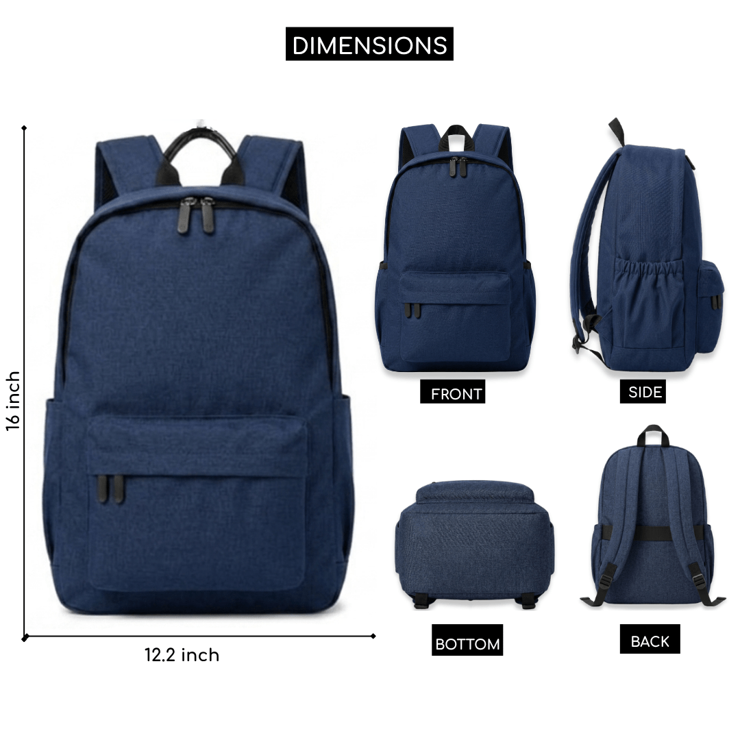 Blue basic backpack dimension