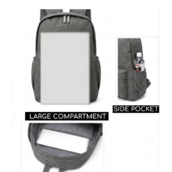 grey basic backpack inner view