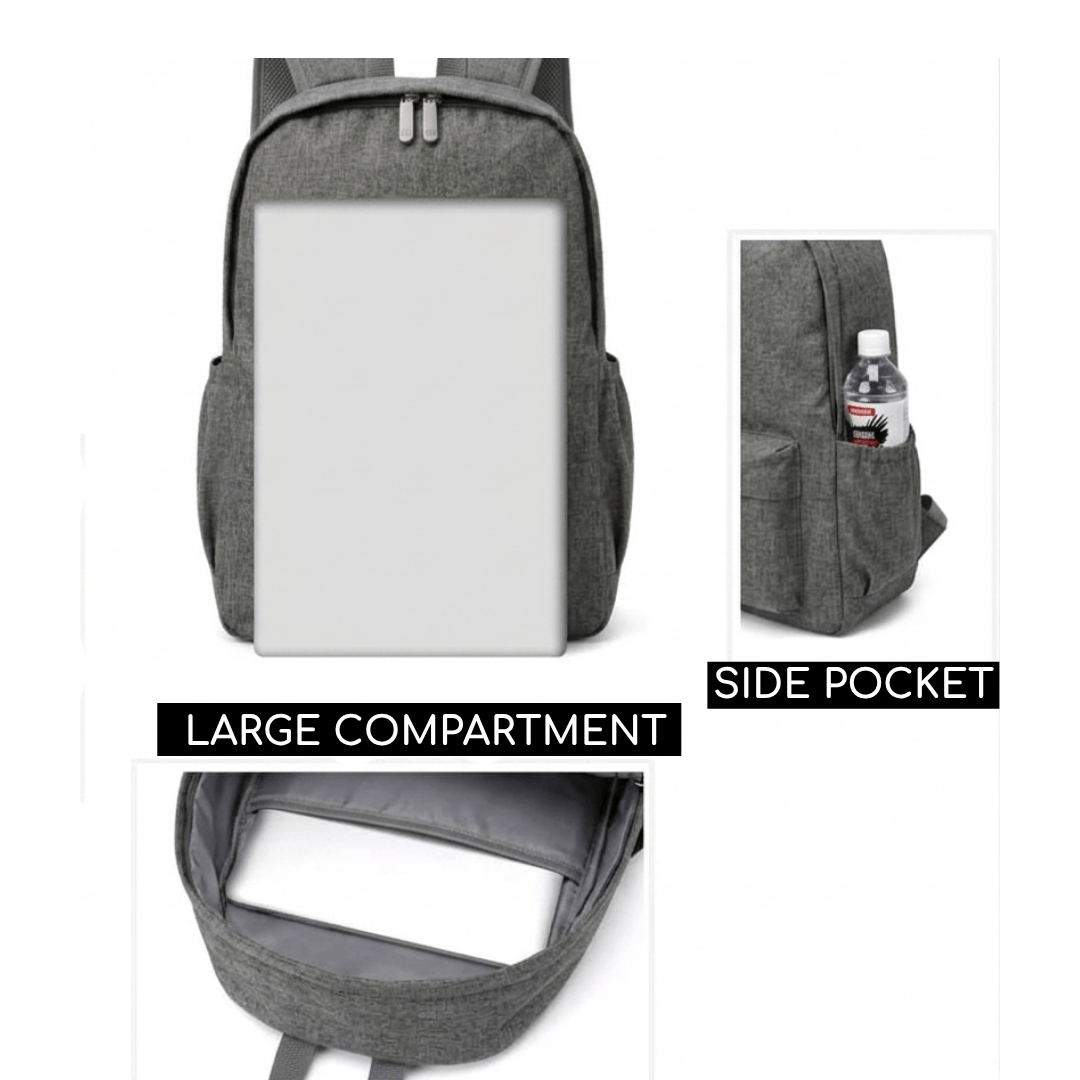 grey basic backpack inner view