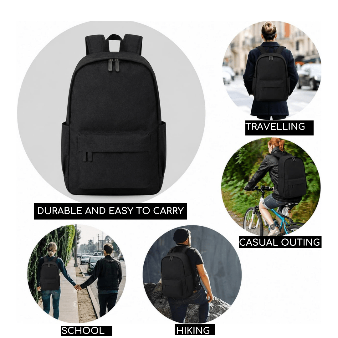 Black basic backpack features