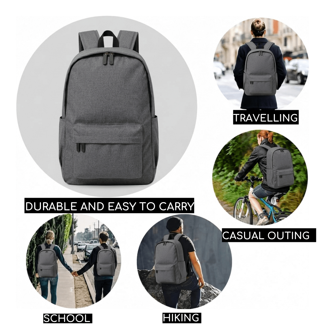 grey basic backpack features
