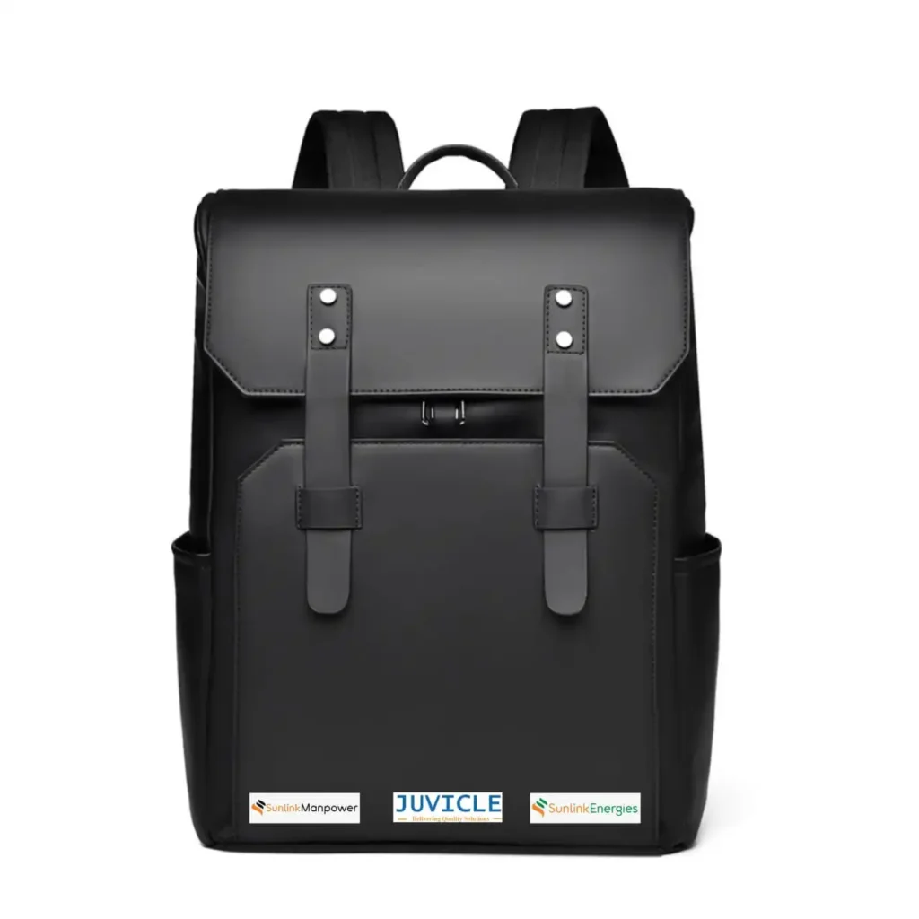 customised leather backpack with company logo design